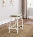 Comfort Pointe Hampton Saddle Seat Counter Stool Beige seat / White base