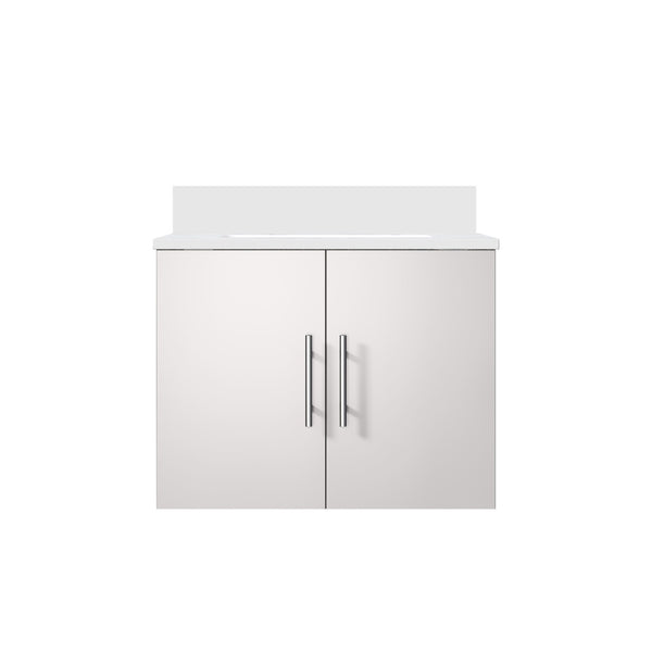 English Elm Geneva Glossy White Bath Vanity with Cultured Marble Top for Powder Room B2731P258570