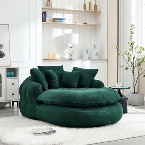 English Elm Oversized Memory Foam Chenille Bean Bag Sofa with Ergonomic Back Support, 3 Large & 2 Small Pillows Emerald W395P359413