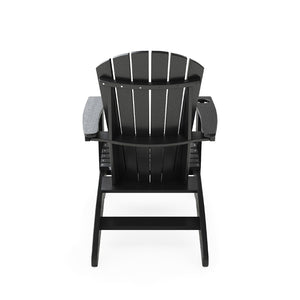 English Elm Adirondack Hdpe Poly Lumber Chair with Cup Holder for Patio Garden Poolside Black B195P198766