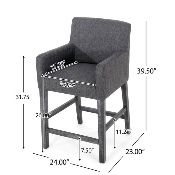 English Elm Upholstered Counter Stool with Arms Rubberwood Frame for Kitchen Island or Home Bar N780P365871C