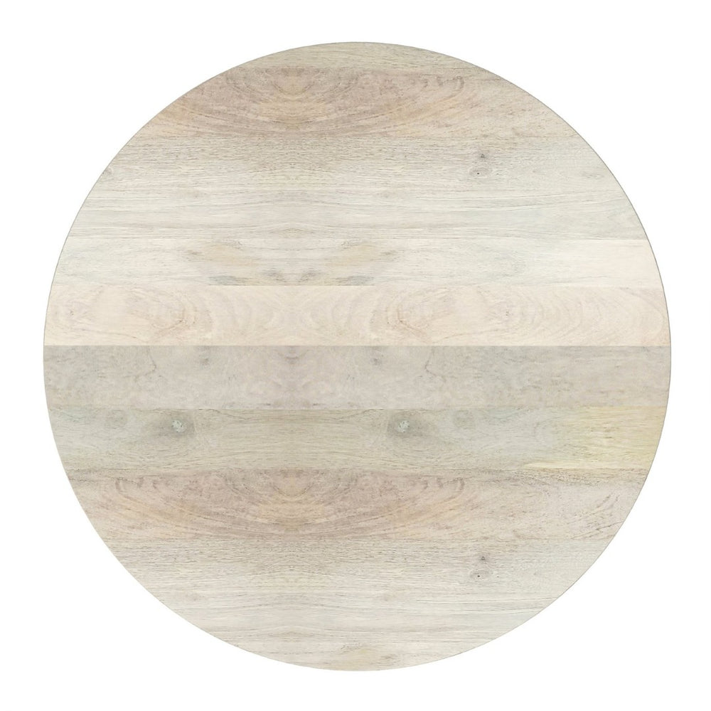 English Elm Elmbrook Solid Mango Wood Drum Side Table Whitewash Finish Vertical Panel Detail B136P419860