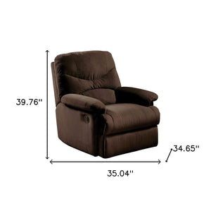 Homeroots 35" Chocolate Microfiber Recliner   320535