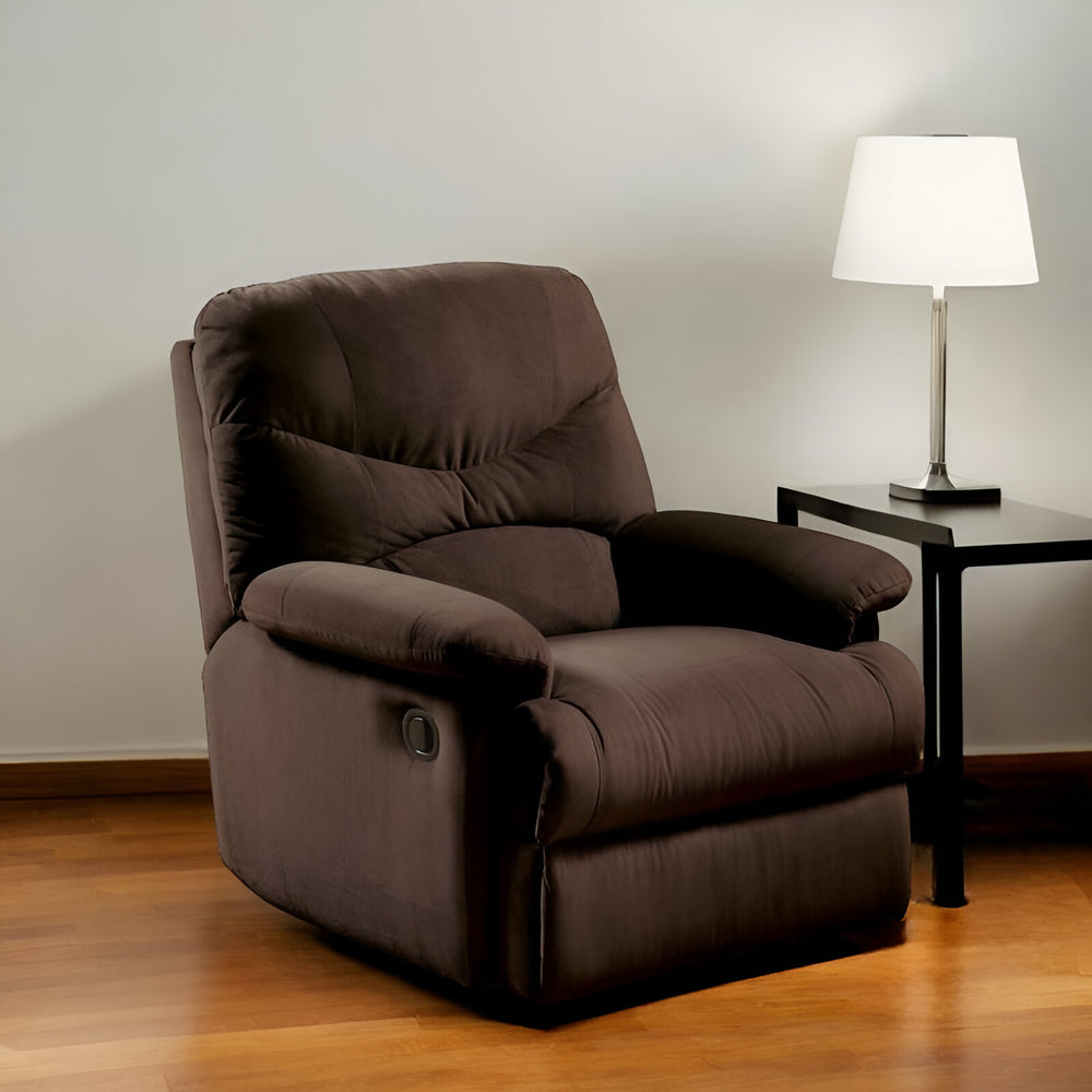 Homeroots 35" Chocolate Microfiber Recliner   320535