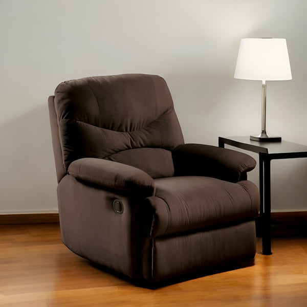 Homeroots 35" Chocolate Microfiber Recliner   320535