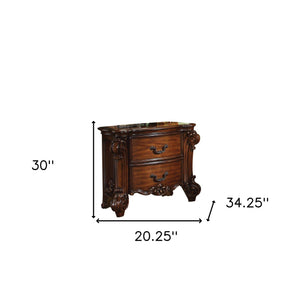 Homeroots 30" Chestnut Two Drawers Solid Wood Nightstand   320546