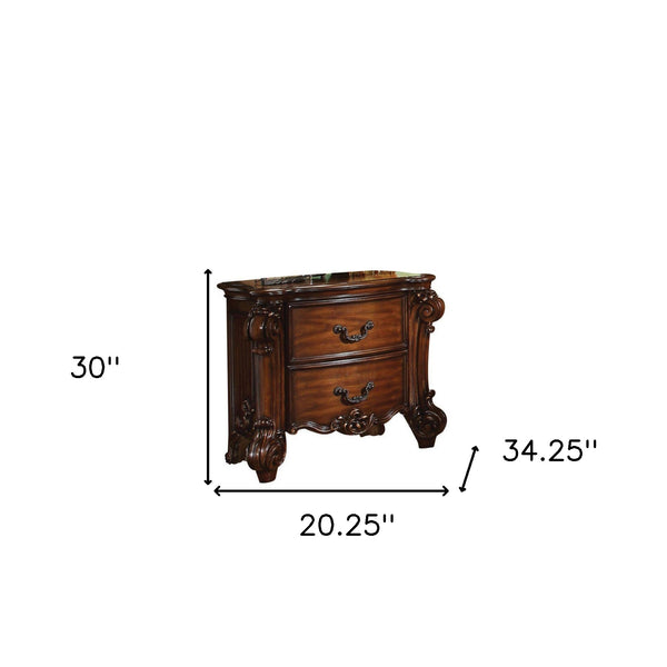 Homeroots 30" Chestnut Two Drawers Solid Wood Nightstand   320546