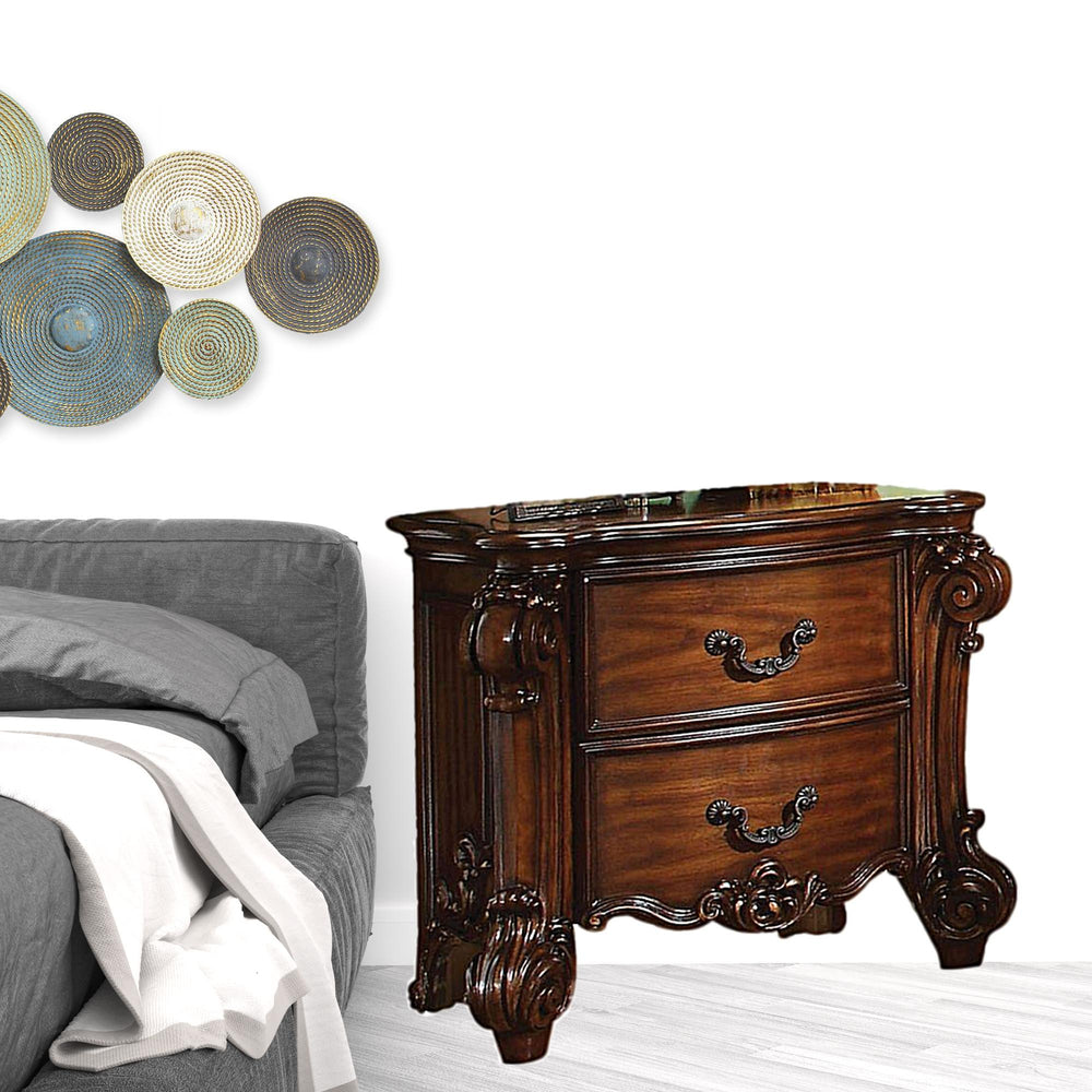 Homeroots 30" Chestnut Two Drawers Solid Wood Nightstand   320546