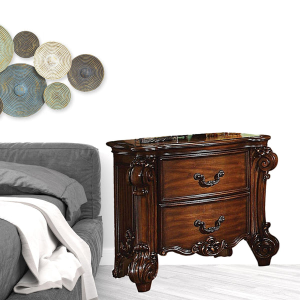 Homeroots 30" Chestnut Two Drawers Solid Wood Nightstand   320546