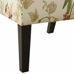 HomeRoots 23" Beige and Brown Fabric Floral Side Chair - Elegant Accent Seating for Living Rooms & Offices 320548