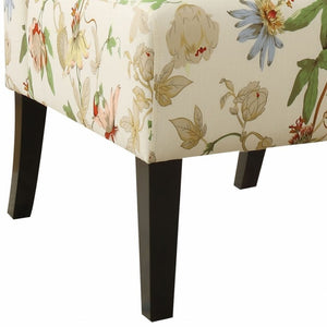 HomeRoots 23" Beige and Brown Fabric Floral Side Chair - Elegant Accent Seating for Living Rooms & Offices 320548
