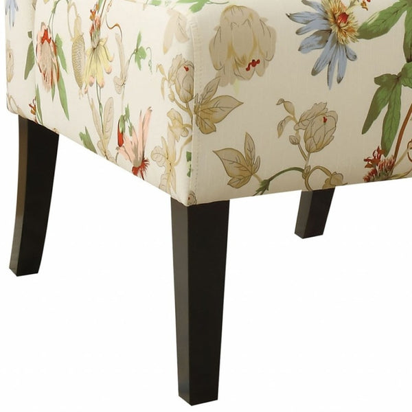 HomeRoots 23" Beige and Brown Fabric Floral Side Chair - Elegant Accent Seating for Living Rooms & Offices 320548