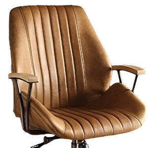 Homeroots Coffee And Black Adjustable Swivel Faux Leather Rolling Office Chair  Metal 320550