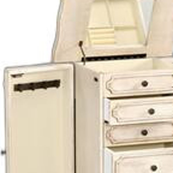 Homeroots 13" X 18.75" X 43" Antique White Mirrored Jewelry Armoire   320553