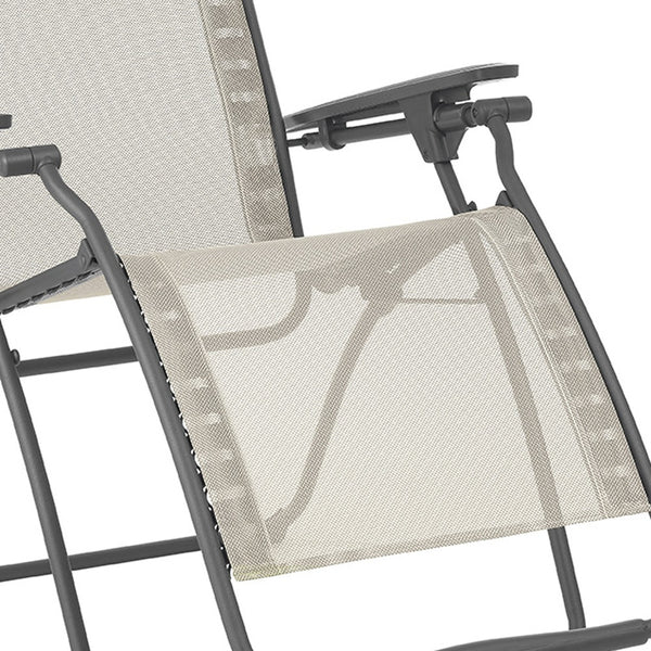 Homeroots 28" Beige And Gray Metal Zero Gravity Chair Seigle Metal 320590