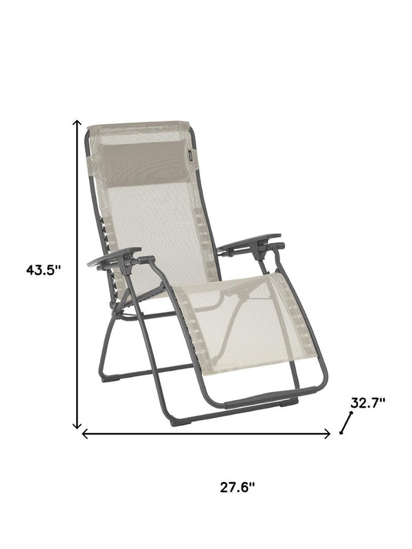 HomeRoots 28" Zero Gravity Chair - Stylish Beige and Gray Outdoor Lounge with Ergonomic Comfort and Durability Seigle 320590