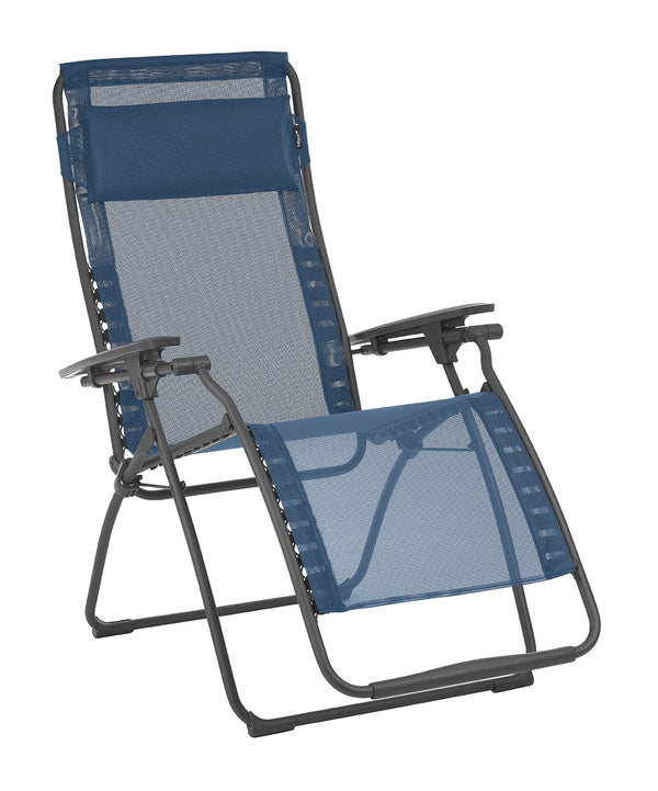 Homeroots 28" Blue Metal Outdoor Zero Gravity Chair With Blue Cushion Ocean Metal 320591