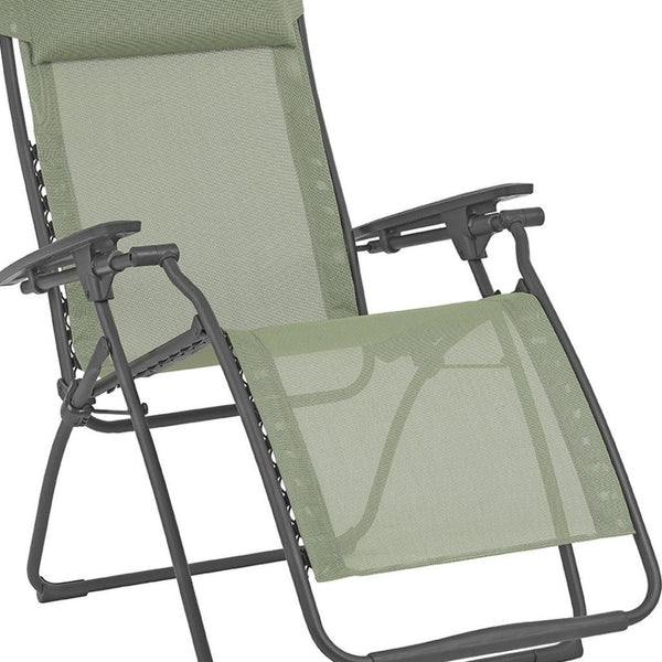 HomeRoots 28" Zero Gravity Chair - Stylish Beige and Gray Outdoor Lounge with Ergonomic Comfort and Durability Moss 320593