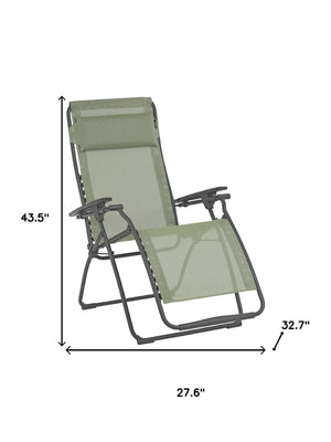 HomeRoots 28" Zero Gravity Chair - Stylish Beige and Gray Outdoor Lounge with Ergonomic Comfort and Durability Moss 320593