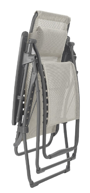 Homeroots 30" Light Gray And Chrome Steel Outdoor Zero Gravity Chair With Light Gray Cushion Seigle Metal 320598