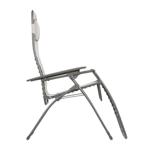 HomeRoots 30" Light Gray Zero Gravity Chair with Chrome Steel Frame - Ultimate Comfort for Outdoor Relaxation Seigle 320598