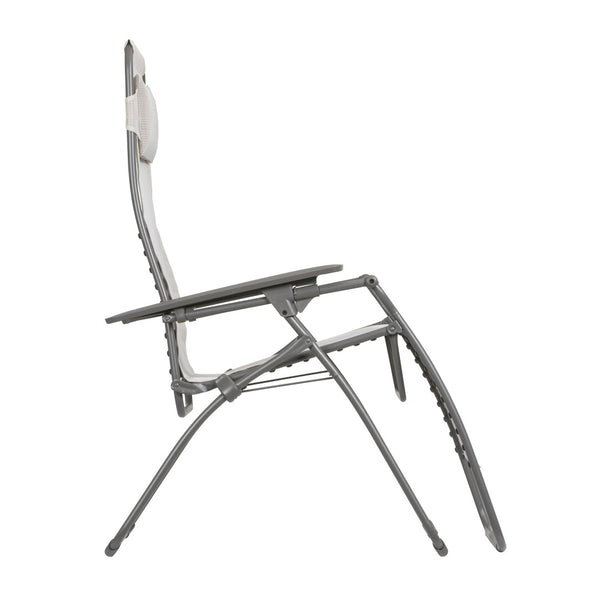 HomeRoots 30" Light Gray Zero Gravity Chair with Chrome Steel Frame - Ultimate Comfort for Outdoor Relaxation Seigle 320598