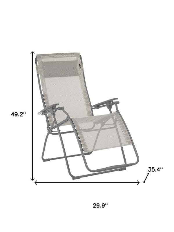 HomeRoots 30" Light Gray Zero Gravity Chair with Chrome Steel Frame - Ultimate Comfort for Outdoor Relaxation Seigle 320598