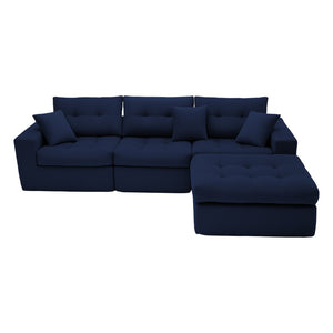 English Elm Corduroy L-shaped Sectional Sleeper Sofa No Assembly Needed for Apartments W5532S00029