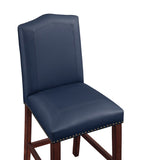 Comfort Pointe Carteret Navy Faux Leather Counter Stool Navy Blue Faux Leather / Espresso base