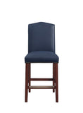 Comfort Pointe Carteret Navy Faux Leather Counter Stool Navy Blue Faux Leather / Espresso base