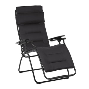 Homeroots 26" Black Steel Outdoor Zero Gravity Chair With Black Cushion Acier Metal 320602