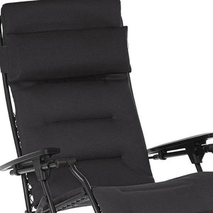 Homeroots 26" Black Steel Outdoor Zero Gravity Chair With Black Cushion Acier Metal 320602