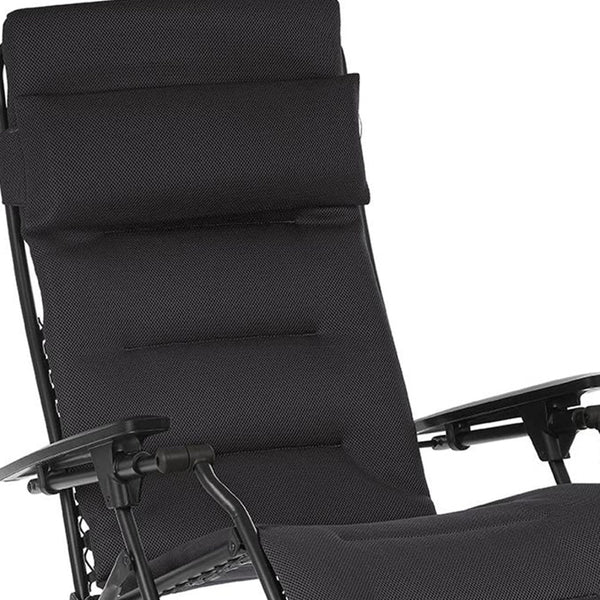 Homeroots 26" Black Steel Outdoor Zero Gravity Chair With Black Cushion Acier Metal 320602
