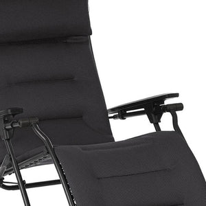 Homeroots 26" Black Steel Outdoor Zero Gravity Chair With Black Cushion Acier Metal 320602