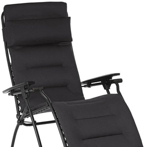 HomeRoots 26" Black Steel Zero Gravity Chair for Ultimate Outdoor Relaxation with Removable Cushion Support Acier 320602