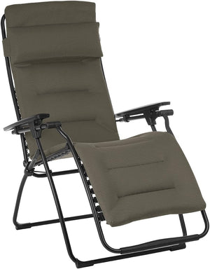 Homeroots 26" Gray Steel Outdoor Zero Gravity Chair With Gray Cushion Taupe Metal 320603