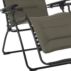 HomeRoots 26" Black Steel Zero Gravity Chair for Ultimate Outdoor Relaxation with Removable Cushion Support Taupe 320603