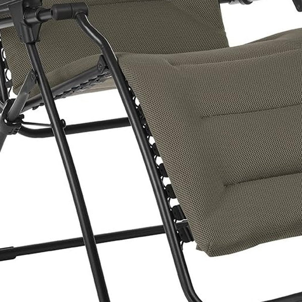 Homeroots 26" Gray Steel Outdoor Zero Gravity Chair With Gray Cushion Taupe Metal 320603