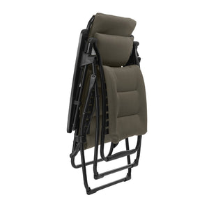 HomeRoots 26" Black Steel Zero Gravity Chair for Ultimate Outdoor Relaxation with Removable Cushion Support Taupe 320603