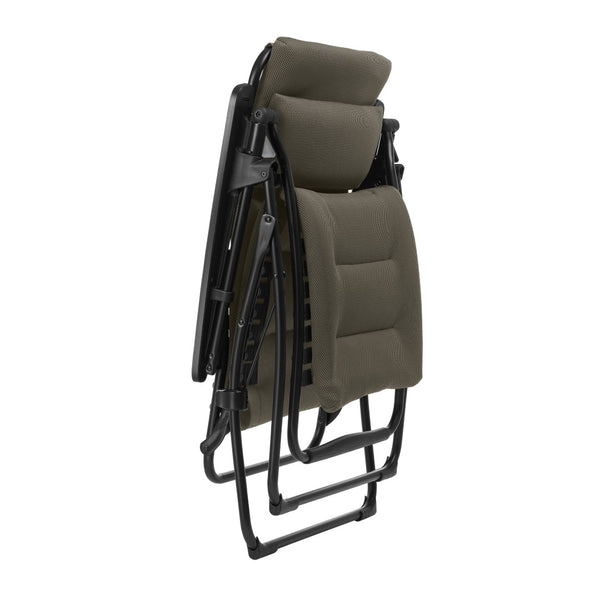 HomeRoots 26" Black Steel Zero Gravity Chair for Ultimate Outdoor Relaxation with Removable Cushion Support Taupe 320603
