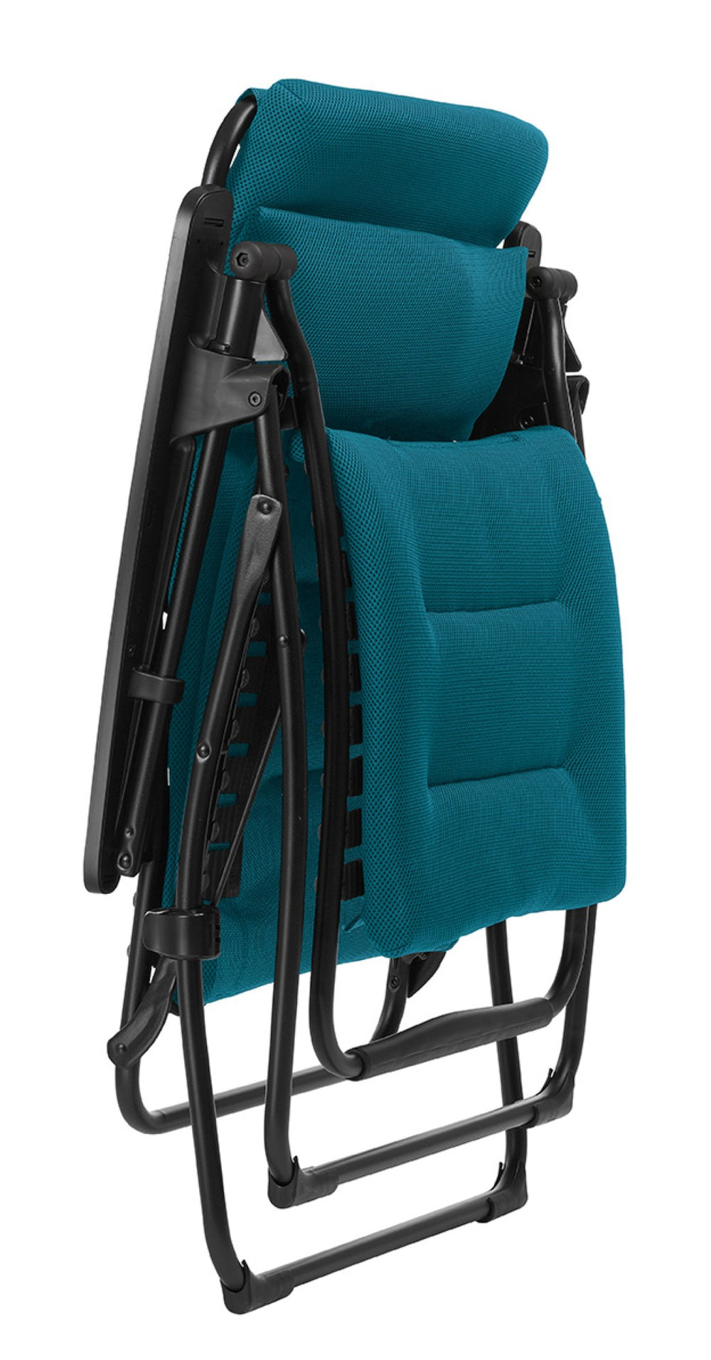 HomeRoots 26" Black Steel Zero Gravity Chair for Ultimate Outdoor Relaxation with Removable Cushion Support Coral Blue 320604