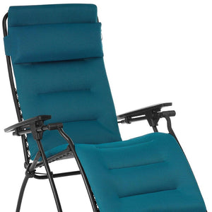 HomeRoots 26" Black Steel Zero Gravity Chair for Ultimate Outdoor Relaxation with Removable Cushion Support Coral Blue 320604