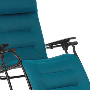 Homeroots 26" Blue Steel Outdoor Zero Gravity Chair With Blue Cushion Coral Blue Metal 320604