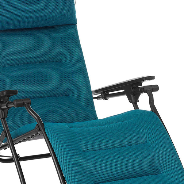 Homeroots 26" Blue Steel Outdoor Zero Gravity Chair With Blue Cushion Coral Blue Metal 320604