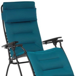 Homeroots 26" Blue Steel Outdoor Zero Gravity Chair With Blue Cushion Coral Blue Metal 320604