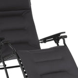 Homeroots 30" Black Steel Outdoor Zero Gravity Chair With Black Cushion Acier Metal 320605