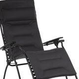 Homeroots 30" Black Steel Outdoor Zero Gravity Chair With Black Cushion Acier Metal 320605