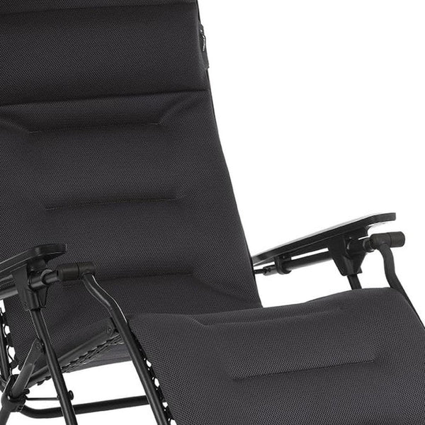 HomeRoots 30" Black Steel Zero Gravity Chair – Ergonomic Design, Detachable Cushion, Perfect for Indoor & Outdoor Use Acier 320605