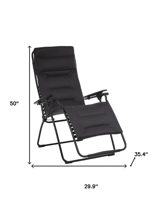 HomeRoots 30" Black Steel Zero Gravity Chair – Ergonomic Design, Detachable Cushion, Perfect for Indoor & Outdoor Use Acier 320605