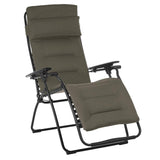 Homeroots 30" Gray Steel Outdoor Zero Gravity Chair With Gray Cushion Taupe Metal 320606